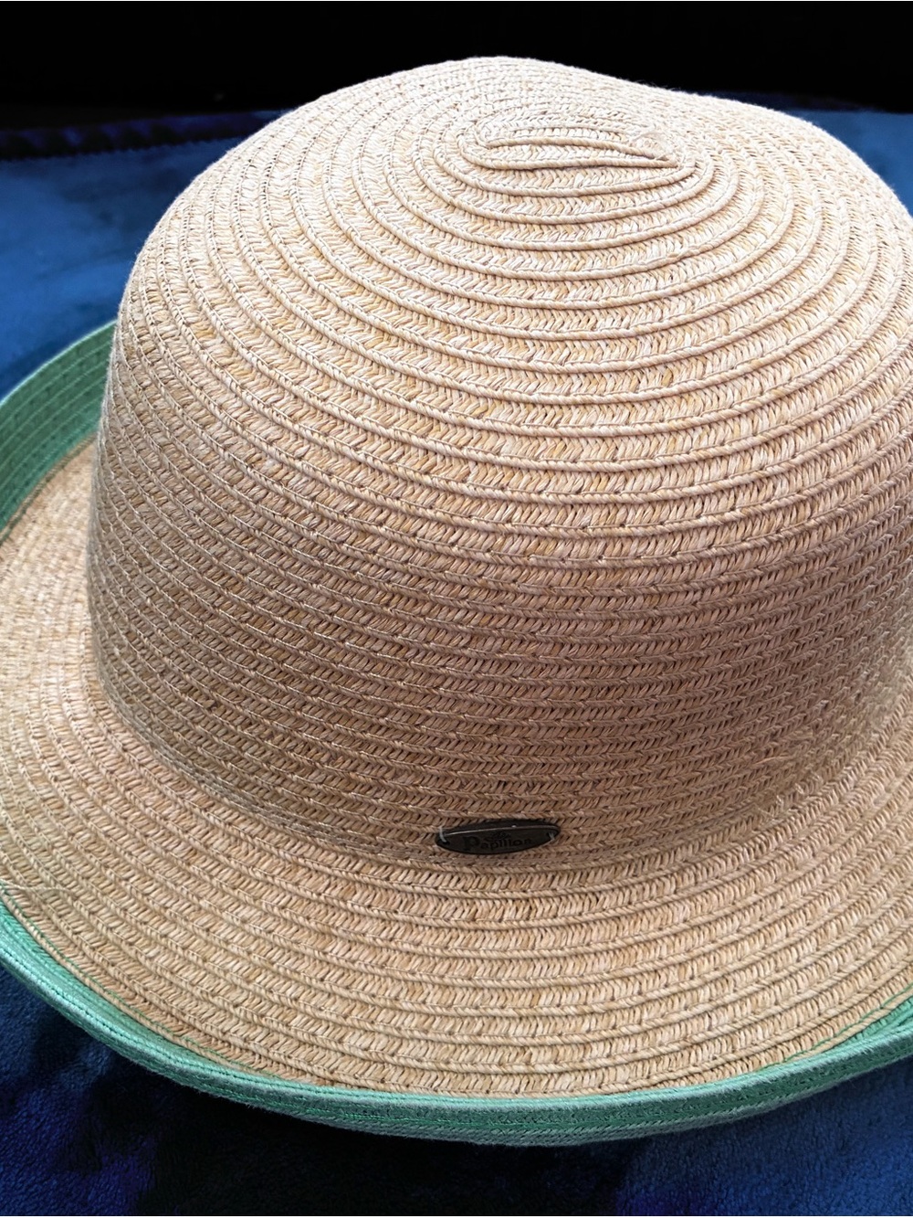 Papillon Woven Straw Hat with Mint Edge